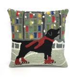 "Liora Manne Frontporch Holiday Ice Dog Indoor/Outdoor Pillow Red 18"" Square - Trans Ocean Import Co 7FP8S152624"