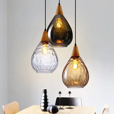 Lampe LED suspendue en verre au design moderne abat-jour en forme de goutte d'eau luminaire