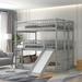 Harriet Bee Tarje Full-Over-Full-Over-Full Triple Bed w/ Built-In Ladder & Slide For Wood in Gray | 76.5 H x 57.9 W x 78.7 D in | Wayfair