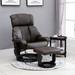 Latitude Run® Darzell 29.9" Wide Faux Leather Power Swivel Ergonomic Recliner w/ Ottoman Faux Leather/Water Resistant in Black/Brown | Wayfair