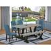 Red Barrel Studio® 6 - Person Acacia Solid Wood Dining Set Wood/Upholstered in Gray/Brown | 30" H x 60" L x 36" W | Wayfair