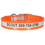 Reflective Waterproof and Ordor-Proof Oragne Dog Collars with Personalized Engraving, Large, Orange