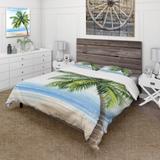 Designart 'Palm Tree At The Beach Resort' Nautical & Coastal Duvet Cover Set