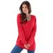 Plus Size Women's Fine Gauge Drop Needle V-Neck Sweater by Roaman's in Vivid Red (Size 6X)