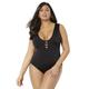 Plus Size Women's Strappy Scoopneck One Piece Swimsuit by Swimsuits For All in Black (Size 12)