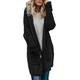Happy Sailed Womens Casual Open Front Knit Cardigan Long Sleeve Sweater Coat with Pocket Size 8 10 Solid Black