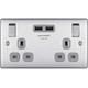 3 x Brushed Steel Double Switched Socket with USB Outlets