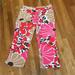 J. Crew Pants & Jumpsuits | J Crew Flower Print Capris. Brown,Pink,Red,White | Color: Brown/Pink/Red/White | Size: 6
