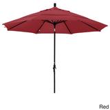 California Umbrella 11' Rd. Aluminum Market Umbrella, Crank Lift, Collar Tilt, Dbl Wind Vent, Black Finish, Pacifica Fabric