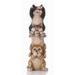 22.25" Beige and Black Stacked Cats Outdoor Garden Statue