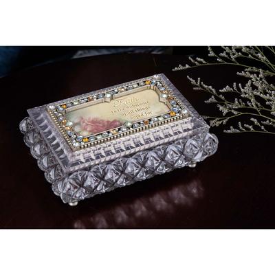Set of 2 Silver and Beige Diamond Cut Rectangular Jewelry Box 7"