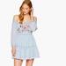 Free People Dresses | Free People Sunbeams Embroidery Floral Blue Dress | Color: Blue/Red | Size: M