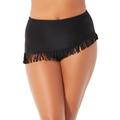 Plus Size Women's Fringe Sarong Skirt by Swimsuits For All in Black (Size 14)