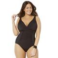 Plus Size Women's Twist Ruched One Piece Swimsuit by Swimsuits For All in Black (Size 10)