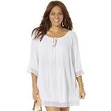 Plus Size Women's Giana Crochet Cover Up Tunic by Swimsuits For All in White (Size 14/16)