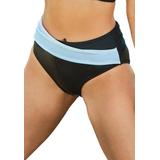 Plus Size Women's Hollywood Colorblock Wrap Bikini Bottom by Swimsuits For All in Black White (Size 6)