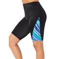 Plus Size Women's Chlorine Resistant Printed Swim Bike Short by Swimsuits For All in Diagonal Snake (Size 14)