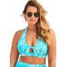 Plus Size Women's Contessa Halter Bikini Top by Swimsuits For All in Crystal Blue Palm (Size 18)