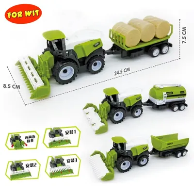 Jeu de tracteur agricole jouet de collection en plastique modèle réduit de véhicule en roue libre