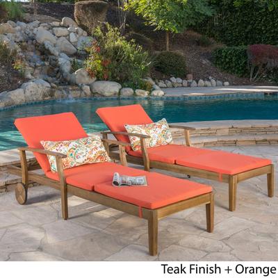 Perla Acacia Wood Chaise Lounge (Set of 2) by Christopher Knight Home