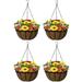 4 Pack Metal Hanging Planter Basket Huge 14 Inch Hanging Flower Pot Basket & Coco Coir Liner for Indoor/Outdoor Garden