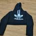 Adidas Tops | Adidas Cropped Hoodie Sweatshirt Medium | Color: Black/White | Size: M