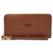 Women's Fossil Brown Virginia Tech Hokies Leather Logan RFID Zip Around Clutch