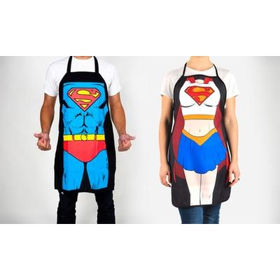 Tablier de cuisine superhéros : Superman + Superwoman / x2