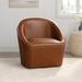 Barrel Chair - Sand & Stable™ Gregory 31.9" W Swivel Barrel Chair Faux Leather/Wood/Fabric in Black/Brown | 31.5 H x 31.9 W x 29.1 D in | Wayfair