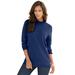 Plus Size Women's Fine Gauge Drop Needle Mockneck Sweater by Roaman's in Navy (Size 2X)