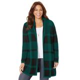 Plus Size Women's Country Village Sweater Cardigan by Catherines in Emerald Black Buffalo Plaid (Size 5X)