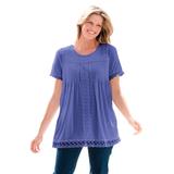 Plus Size Women's Lace-Trim Pintucked Tunic by Woman Within in Tulip Purple (Size 5X)