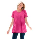 Plus Size Women's Lace-Trim Pintucked Tunic by Woman Within in Raspberry Sorbet (Size 4X)