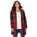 Plus Size Women's Country Village Sweater Cardigan by Catherines in Red Black Buffalo Plaid (Size 0XWP)