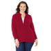 Plus Size Women's Cozy Chenille Zip Cardigan by Catherines in Classic Red (Size 3X)