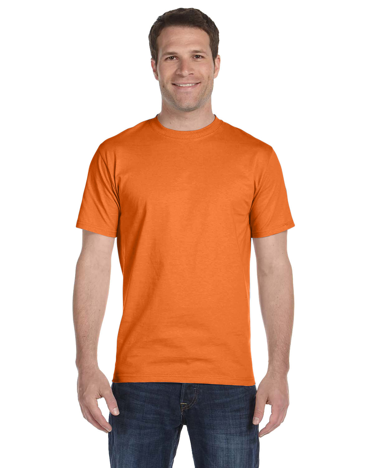 Hanes 5280 Adult Essential Short Sleeve T-Shirt in Safety Orange size 3XL | Cotton