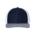 Richardson 112 Snapback Trucker Cap in Navy Blue/White/Heather Grey size Adjustable | 60/40 cotton/polyester