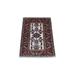 Shahbanu Rugs Hand Knotted Tribal Design Super Kazak Soft Afghan Wool Ivory with Pop of Color Oriental Mat Rug (2'1" x 2'10")