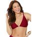 Plus Size Women's O-Ring Knit Mesh Overlay Bikini Top by Swimsuits For All in Maroon (Size 16)