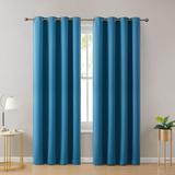 HLC.ME Solid Max Blackout Thermal Grommet Curtain Panels Polyester in Green/Blue | 63 H in | Wayfair LARNC-TEAL52x63