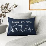 Sand & Stable™ Ledger Toes in the Water Outdoor Pillow Cover & Insert Polyester/Polyfill blend in Blue/Navy | 14 H x 20 W x 1.5 D in | Wayfair