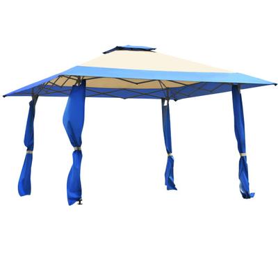 Costway 13 Feet x 13 Feet Pop Up Canopy Tent Instant Outdoor Folding Canopy Shelter-Blue