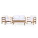 Ellendale Outdoor Acacia Wood Outdoor 4 Seater Chat Set with Cushion by Christopher Knight Home