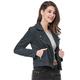 Allegra K Women's Short Jacket Soft Moto Zip Up Pockets Faux Suede Biker Jackets Dark Blue 16