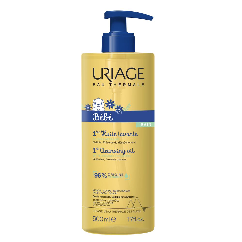 URIAGE BEBE 1° Olio detergente, bagno e doccia senza sapone, neonati,