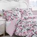 Betsey Johnson Blooming Roses Pink Microfiber Reversible Duvet Cover Set Microfiber in Pink/Yellow | Queen Duvet Cover + 2 Standard Shams | Wayfair