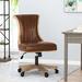 Gracie Oaks Labissiere Faux Leather Office Chair Wood/Upholstered in Brown | 35.5 H x 24.75 W x 27.75 D in | Wayfair