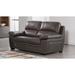 Leatherette Upholstered Wooden Loveseat with Bustle Back Cushion and Pillow Top Armrests, Brown