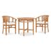 vidaXL 3 Piece Patio Dining Set with Cushions Solid Teak Wood