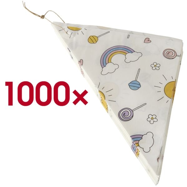 Papstar 1000 Spitztüten gefädelt »Sweets«125 g - 27 x 19 x 19 cm weiß Image